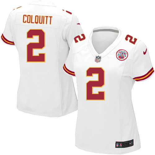 Women's Elite Dustin Colquitt Nike Jersey White Road - #2 NFL Kansas City Chiefs